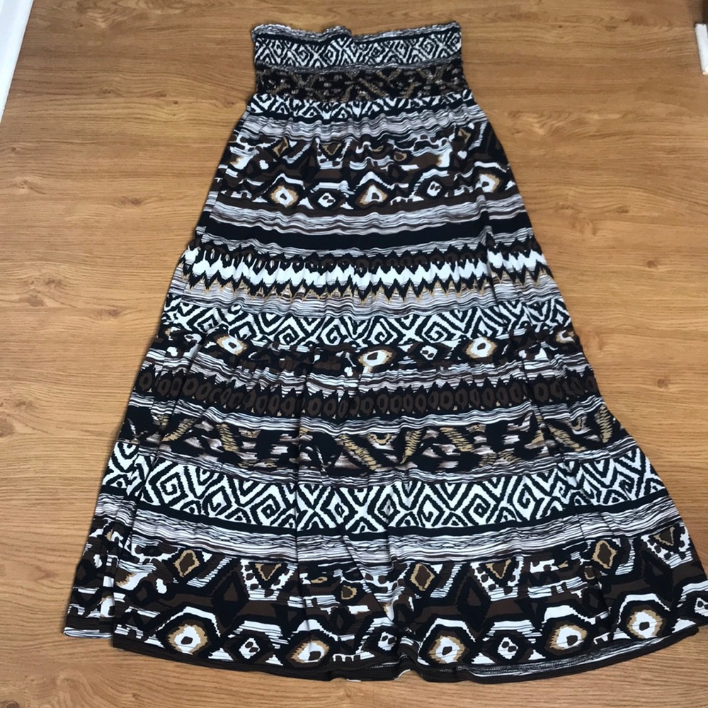 Copper Key Brown Black & White Dress Size Medium
